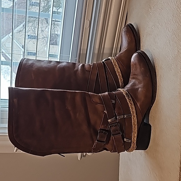 Freebird by Steven Drover Distresses Boots Size 8 Tan Brown Leather - Picture 1 of 8